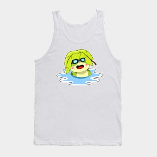 Frog with Leaf at Swimming Tank Top